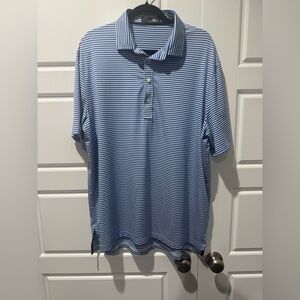RLX Ralph Lauren Sports Polo Striped Blue & White Tech Golf Men’s Size X-Large
